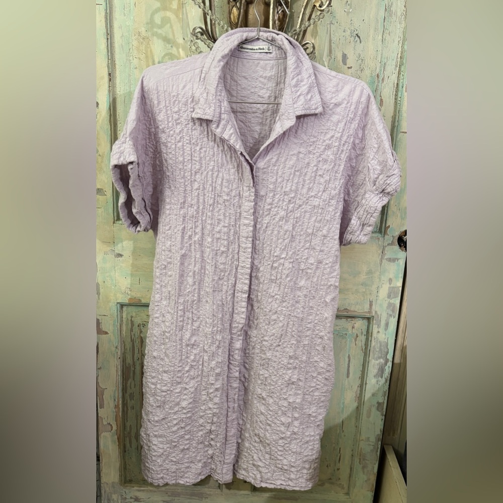 A&F Textured Mini Shirt Dress- Small Tall